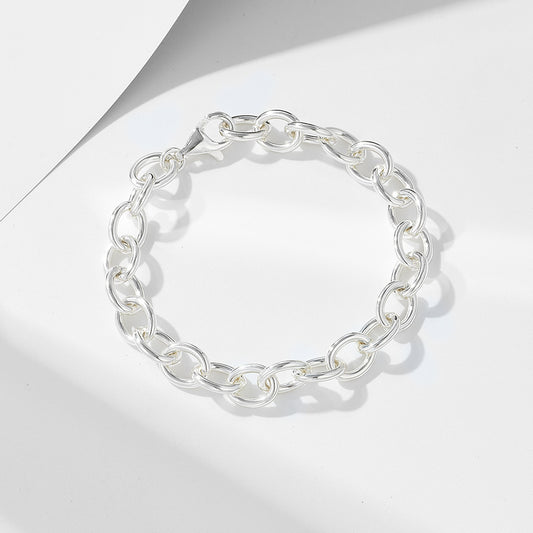 925 Sterling Silver Heavy-Duty Chunky Circle Bracelet, Minimalist High-End Jewelry