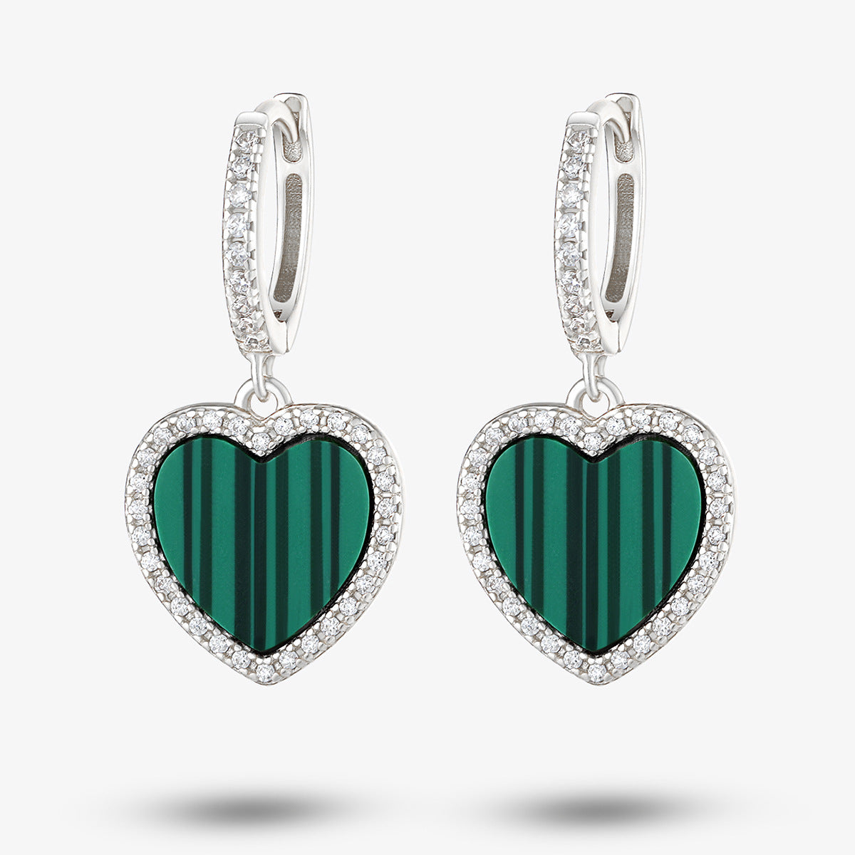 Love Necklace & Earrings Set - Sterling Silver Malachite Valentine's Gift for Her