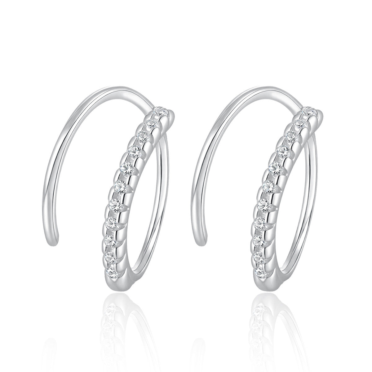 Zircon Hoop Earrings - 925 Silver Minimalist Niche Jewelry