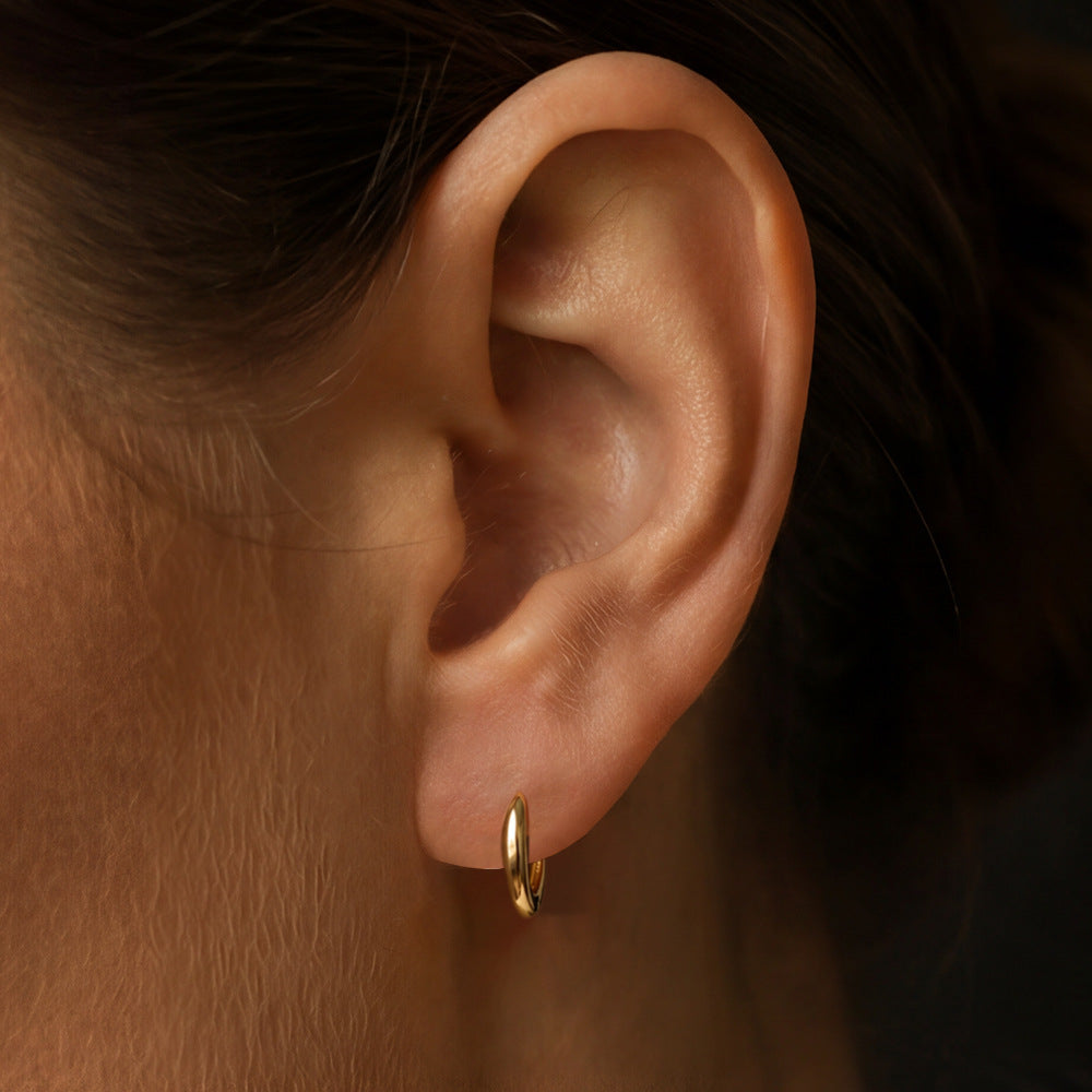 925 Sterling Silver Classic U-Shape Hoop Earrings, Minimalist French Style Versatile Jewelry