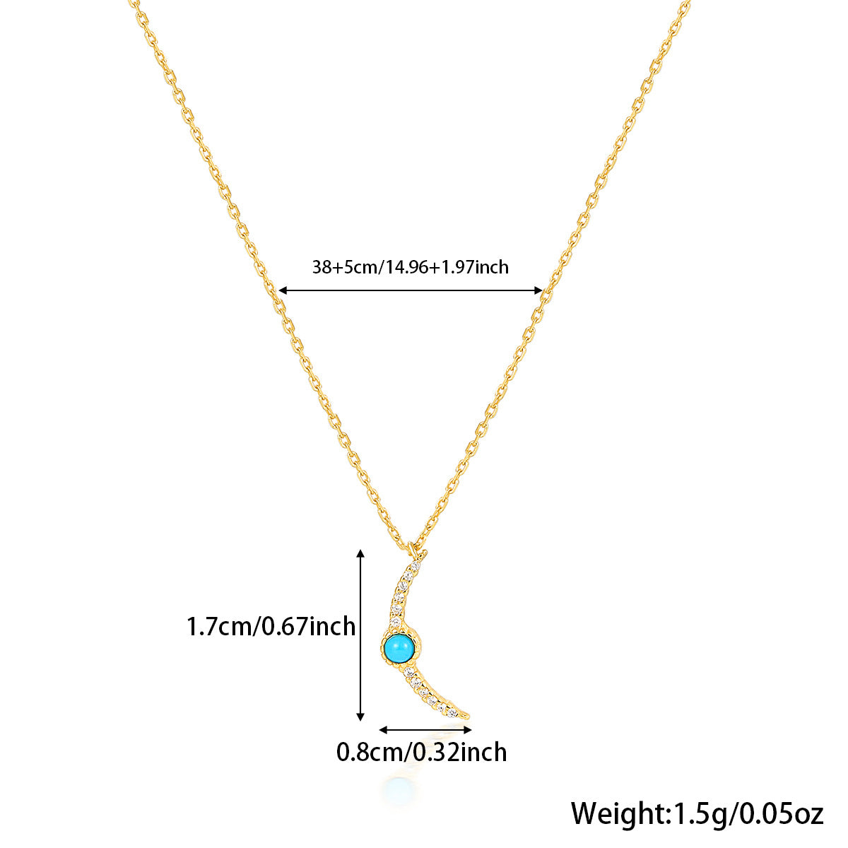 Turquoise Necklace - 925 Sterling Silver Retro Niche Collarbone Chain