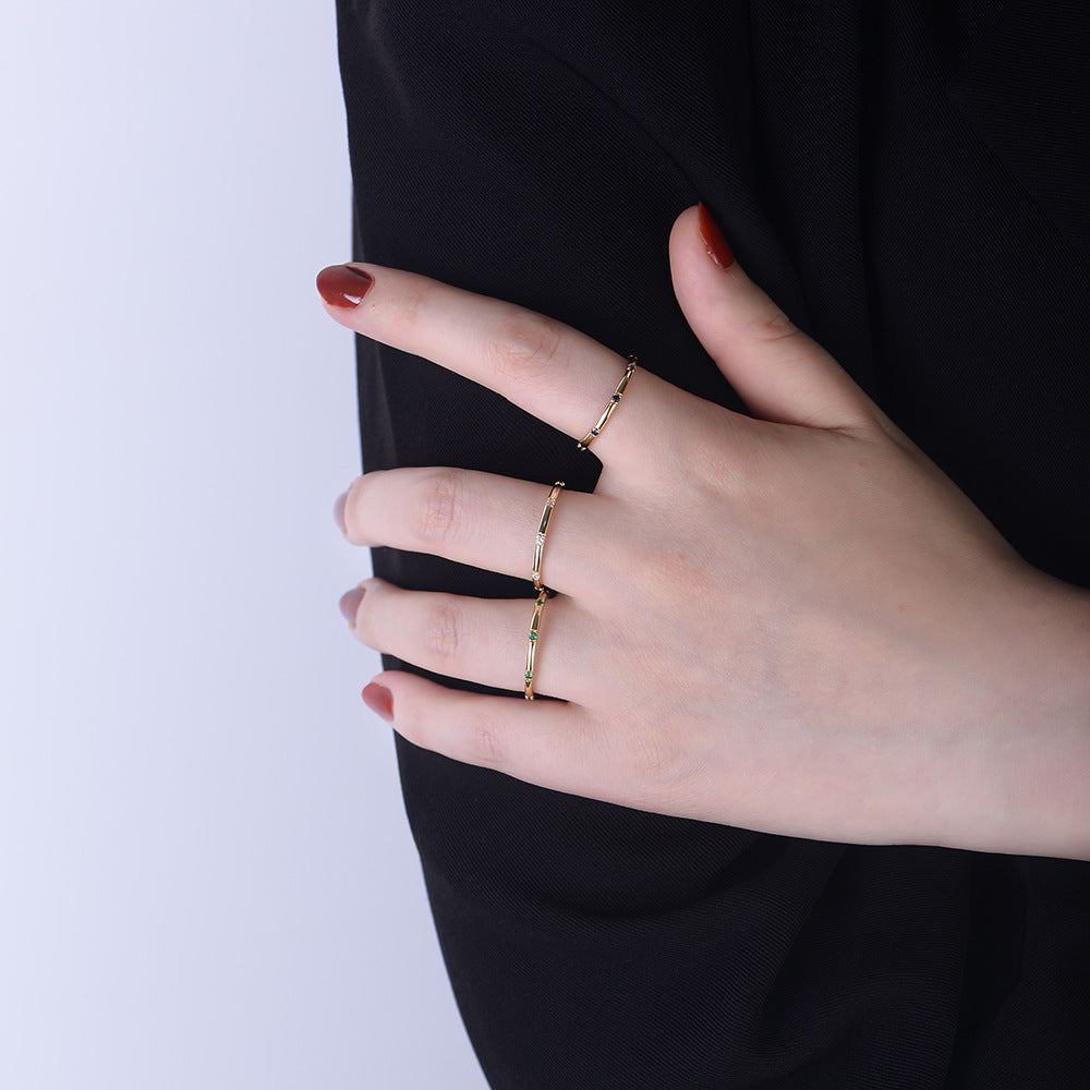 925 Sterling Silver Zirconia Band Ring, Minimalist Sparkling Jewelry