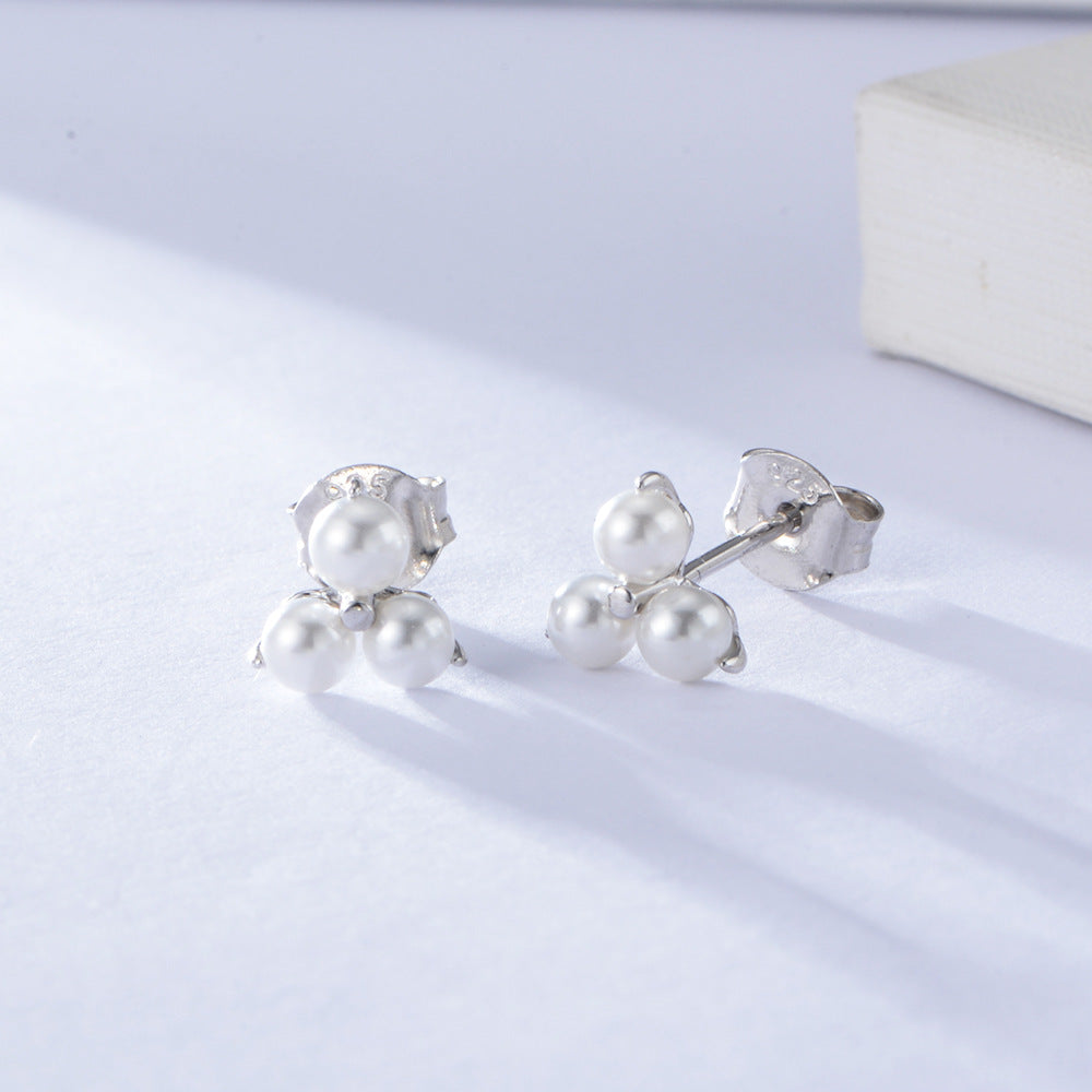 925 Sterling Silver Simple Pearl Stud Earrings, Minimalist High-End Daily Jewelry