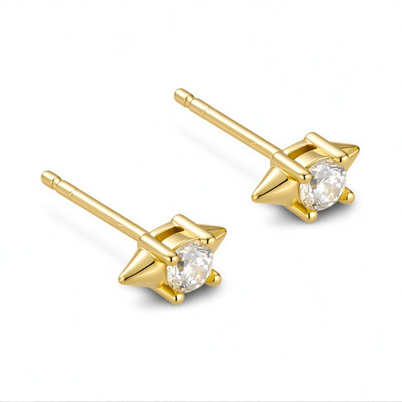 925 Sterling Silver Minimalist Geometric Cone Stud Earrings, Single Diamond Versatile Jewelry