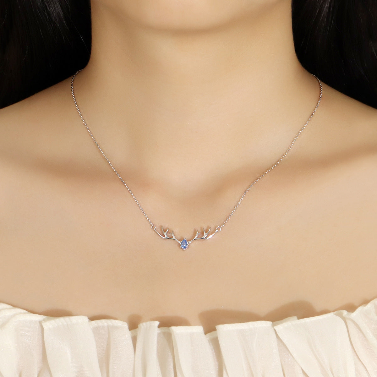 S999 Moose Antler Jewelry Set | Micro-Zircon Necklace & Bracelet