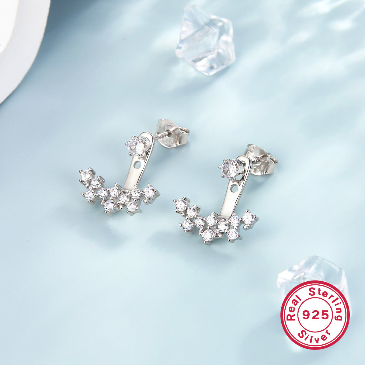 Smile Stud Earrings - S925 Sterling Silver Diamond-Encrusted Niche Earrings