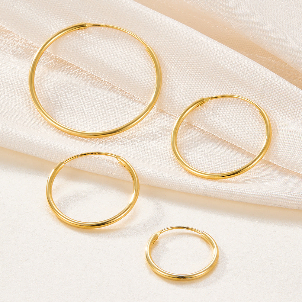 Polished Circle Earrings - 925 Silver Hoop Ear Cuffs Trending