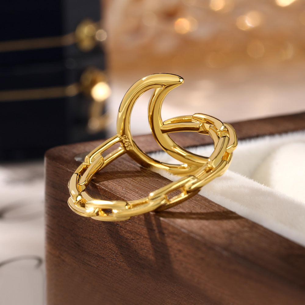 Star Moon Geometric Ring - 925 Silver Minimalist Wholesale Jewelry