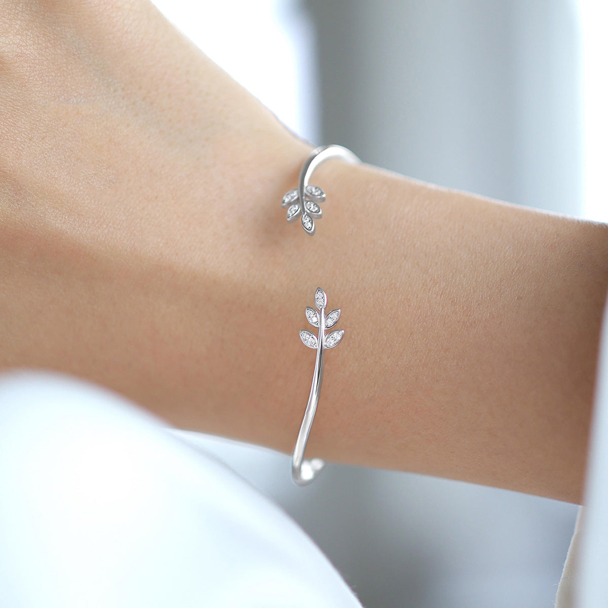 Leaf Diamond Bracelet - 925 Sterling Silver Light Luxury Trending