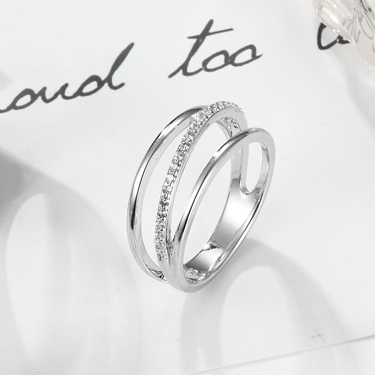 Triple Cross Zircon Ring - S925 Sterling Silver Light Luxury Wholesale