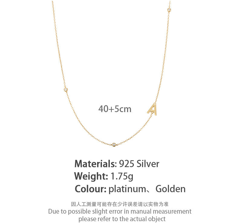 Alphabet Necklace - S925 Silver Micro Zircon Trending Collarbone Chain