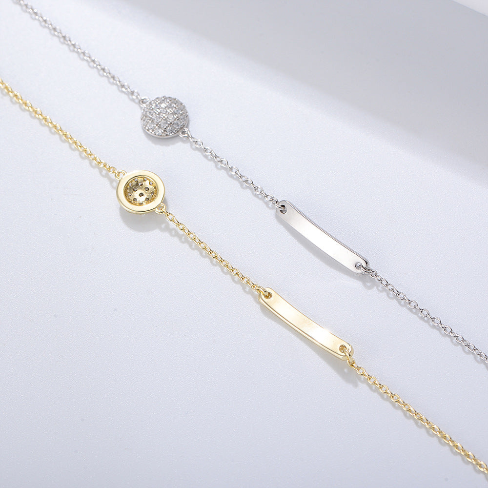 Sterling Silver Chic Geometric Bar Link Bracelet for Women, High-End Versatile Hand Jewelry