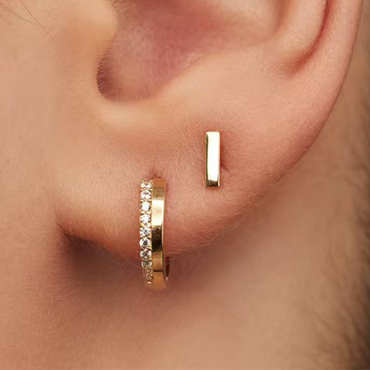 Diamond Hoop Earrings - S925 Silver Geometric Niche Ear Jewelry