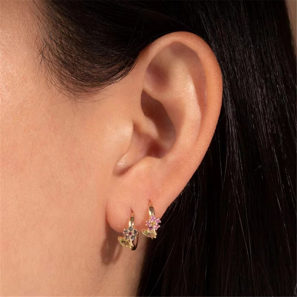 Floral Leaf Ear Cuffs - S925 Silver Fresh Pastoral Zircon Earrings