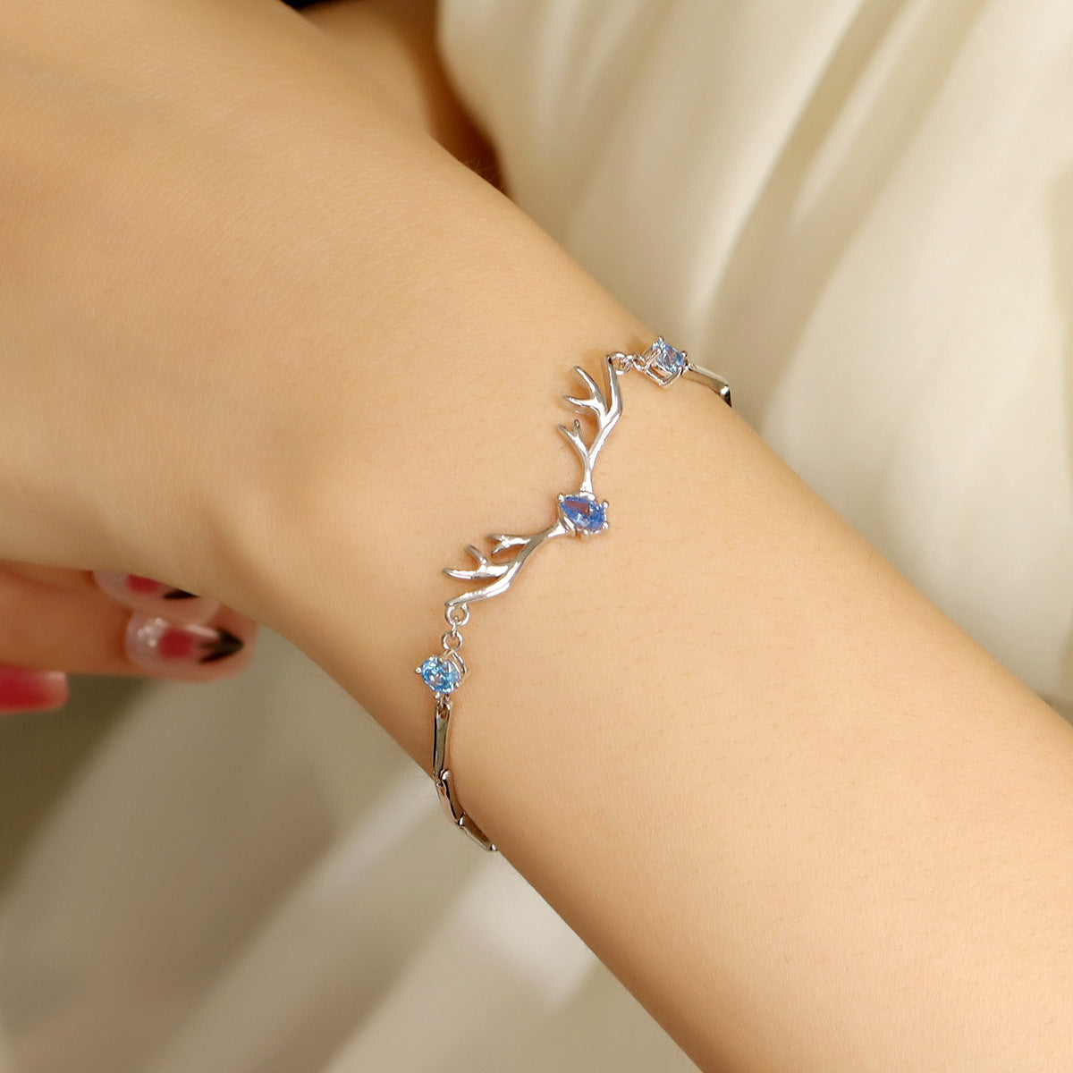 S999 Moose Antler Jewelry Set | Micro-Zircon Necklace & Bracelet