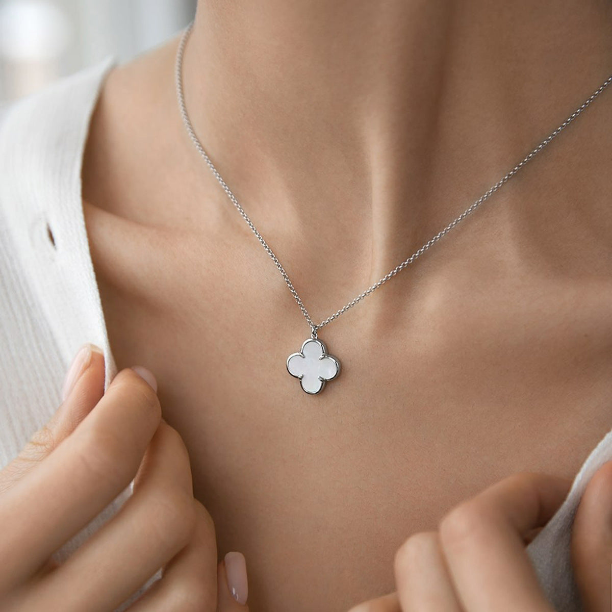 Four-Leaf Clover Jewelry Set - S925 Silver Mother of Pearl Gift for Women