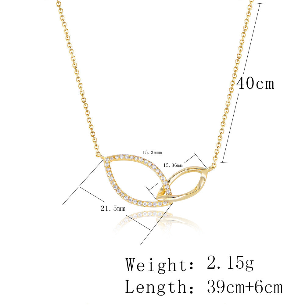 925 Sterling Silver Geometric Rhombus Interlocking Necklace, Sparkling Zirconia Jewelry