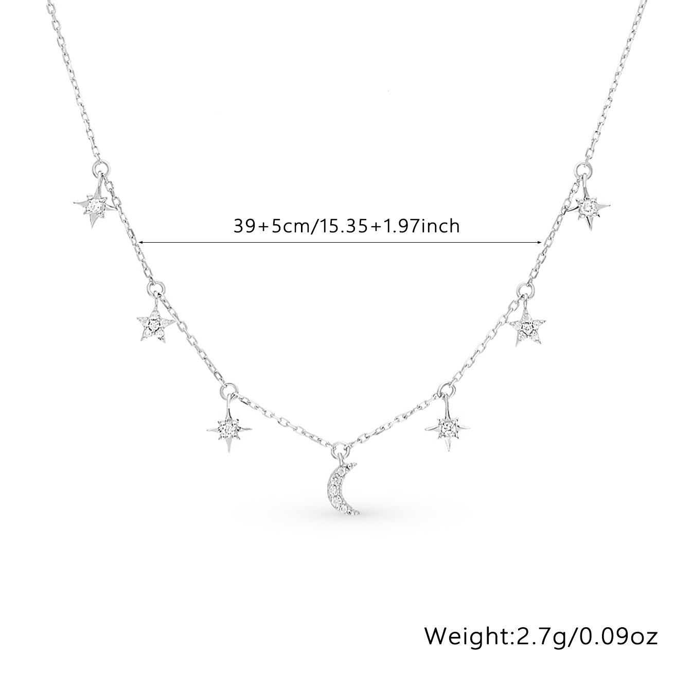 Star Moon Necklace - S925 Silver Light Luxury Collarbone Chain