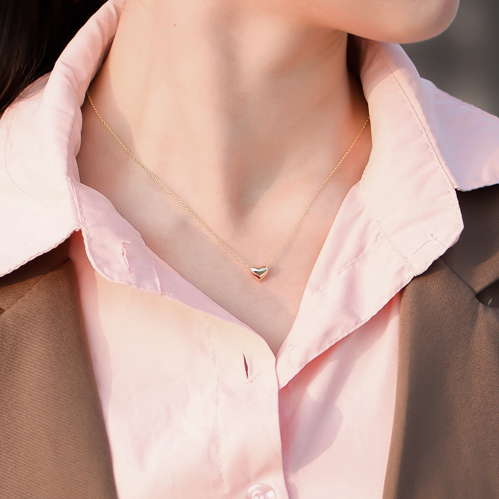 925 Sterling Silver Minimalist Hollow Heart Necklace, Elegant Ins Style Love Pendant Jewelry