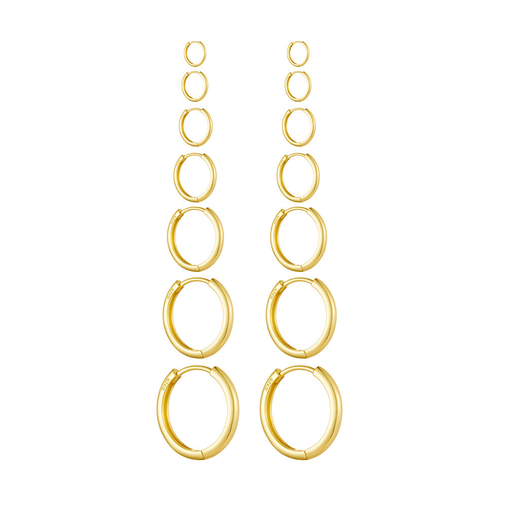 925 Sterling Silver Minimalist Sleek Hoop Earrings, High-End Light Luxury Plain Circle Jewelry