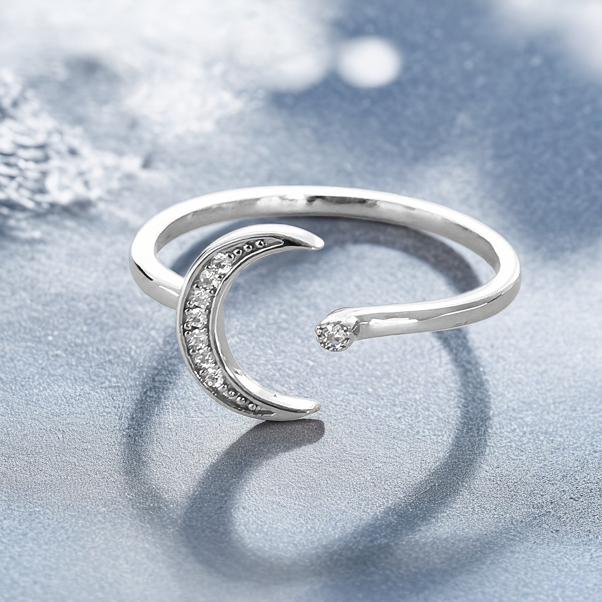 Star Moon Zircon Ring - 925 Silver Adjustable Light Luxury Jewelry