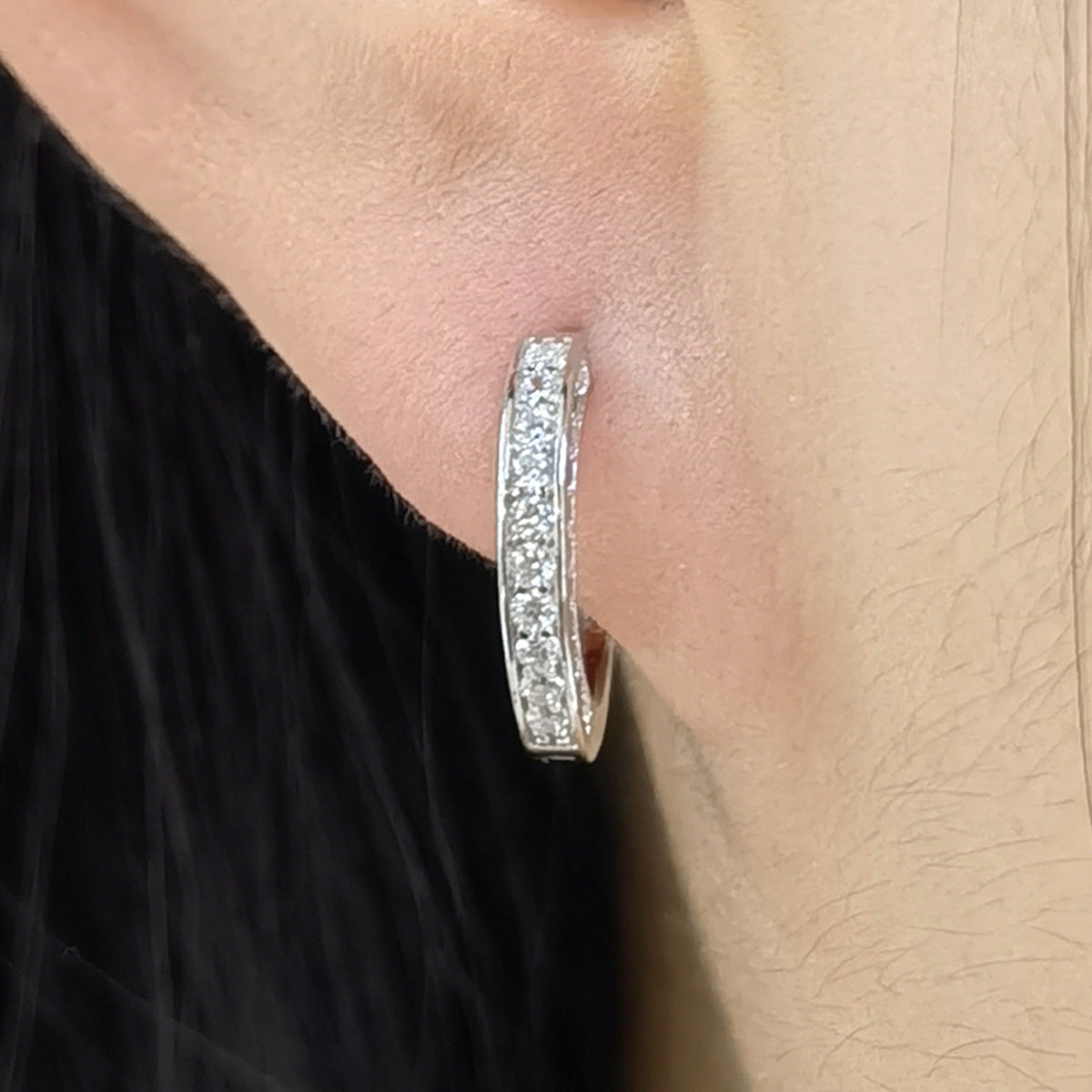 Diamond Hoop Earrings - S925 Silver Geometric Niche Ear Jewelry