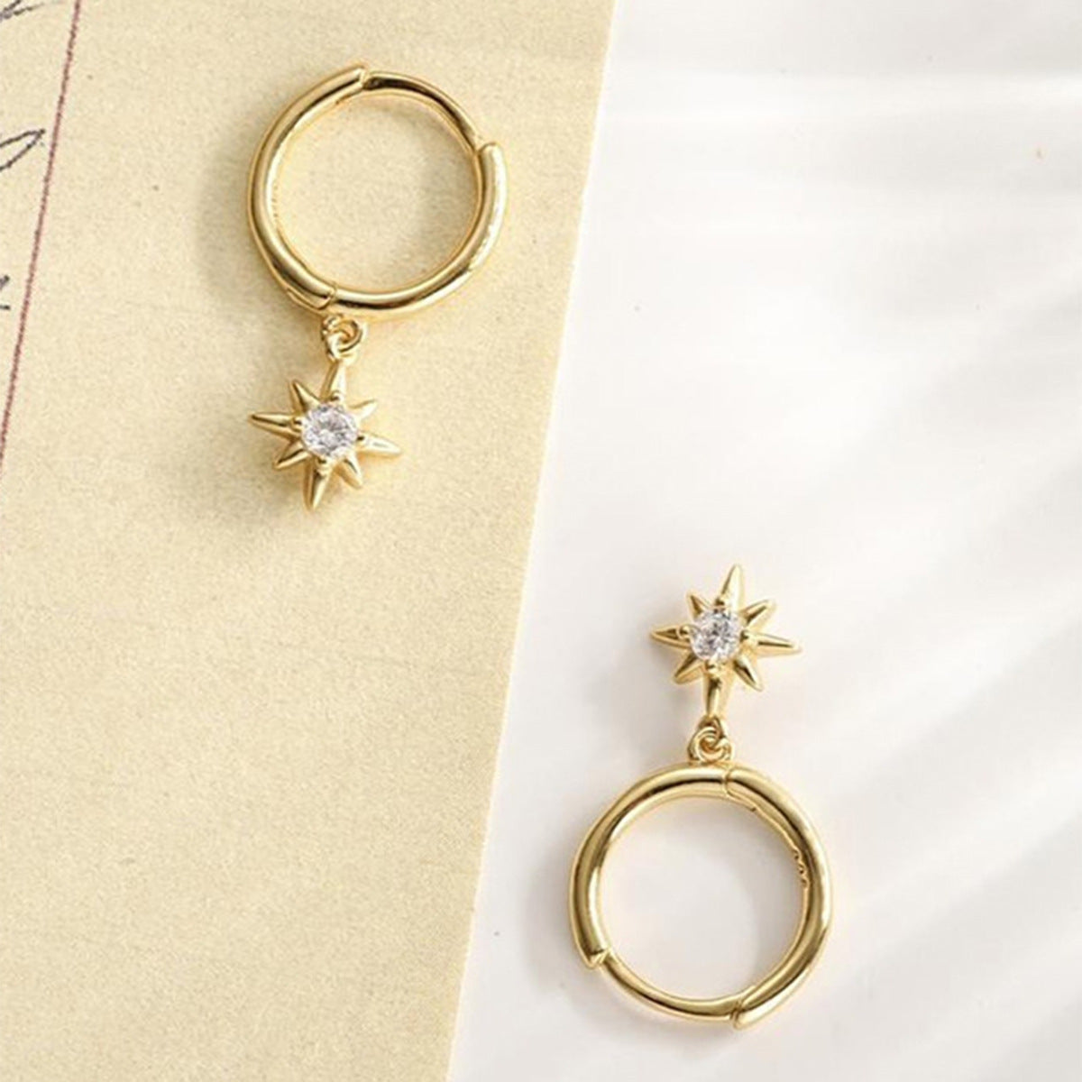 Eight-Point Star Ear Cuffs - 925 Sterling Silver Sweet Cool Stackable Earrings