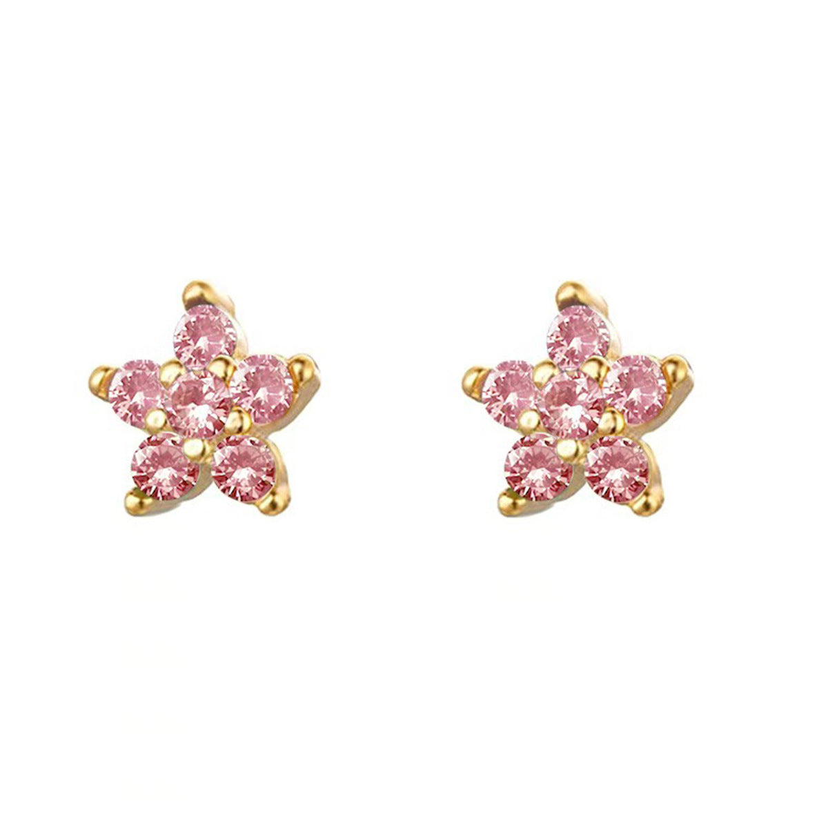 Plum Blossom Earrings - S925 Silver Sweet Diamond Petal Studs