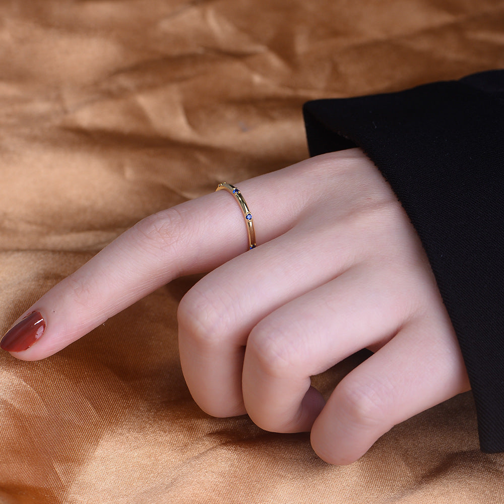 925 Sterling Silver Zirconia Band Ring, Minimalist Sparkling Jewelry