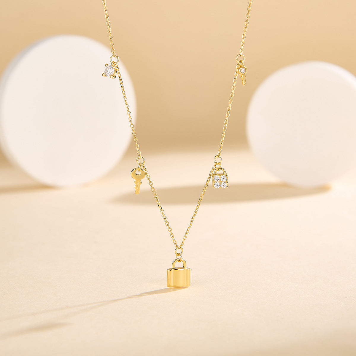 Key Lock Fringe Necklace - S925 Silver Sweet Cool Layered Choker