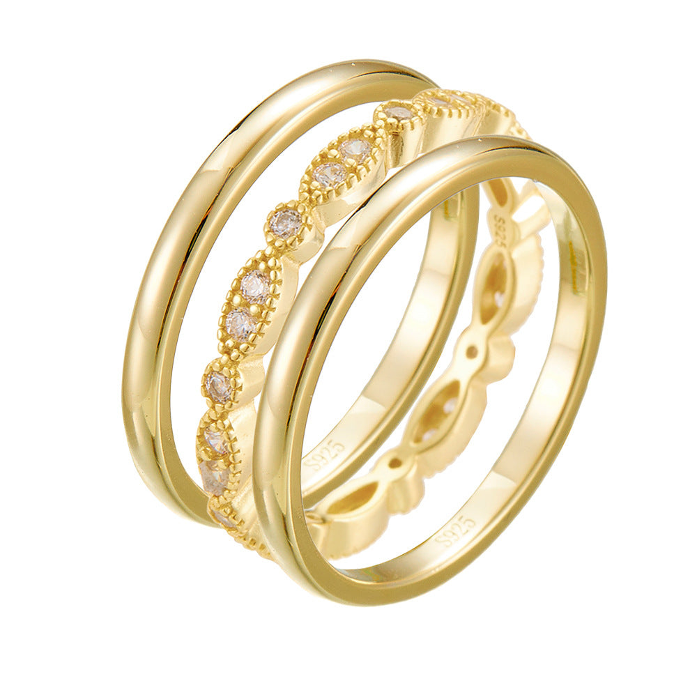 925 Sterling Silver Stackable Ring Set, Minimalist Pave Zirconia High-End Jewelry
