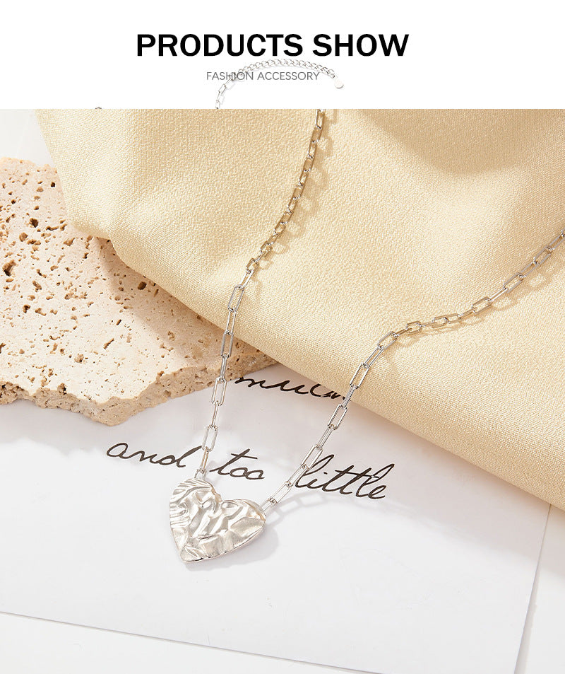 S925 Heart-Textured Necklace & Bracelet Set | Light Luxury Series