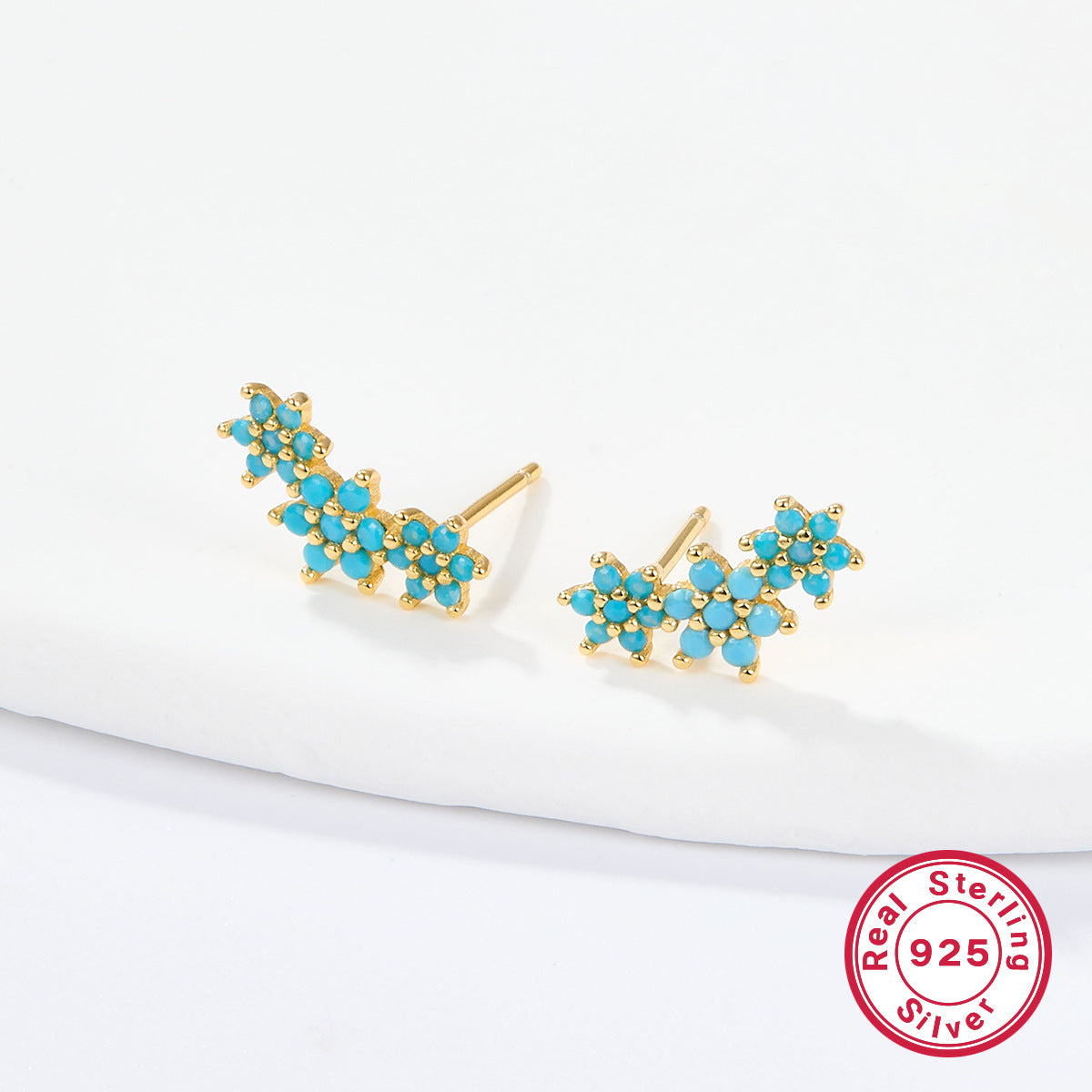 INS Style Floral Stud Earrings | S925 Sterling Silver with Zircon Inlay
