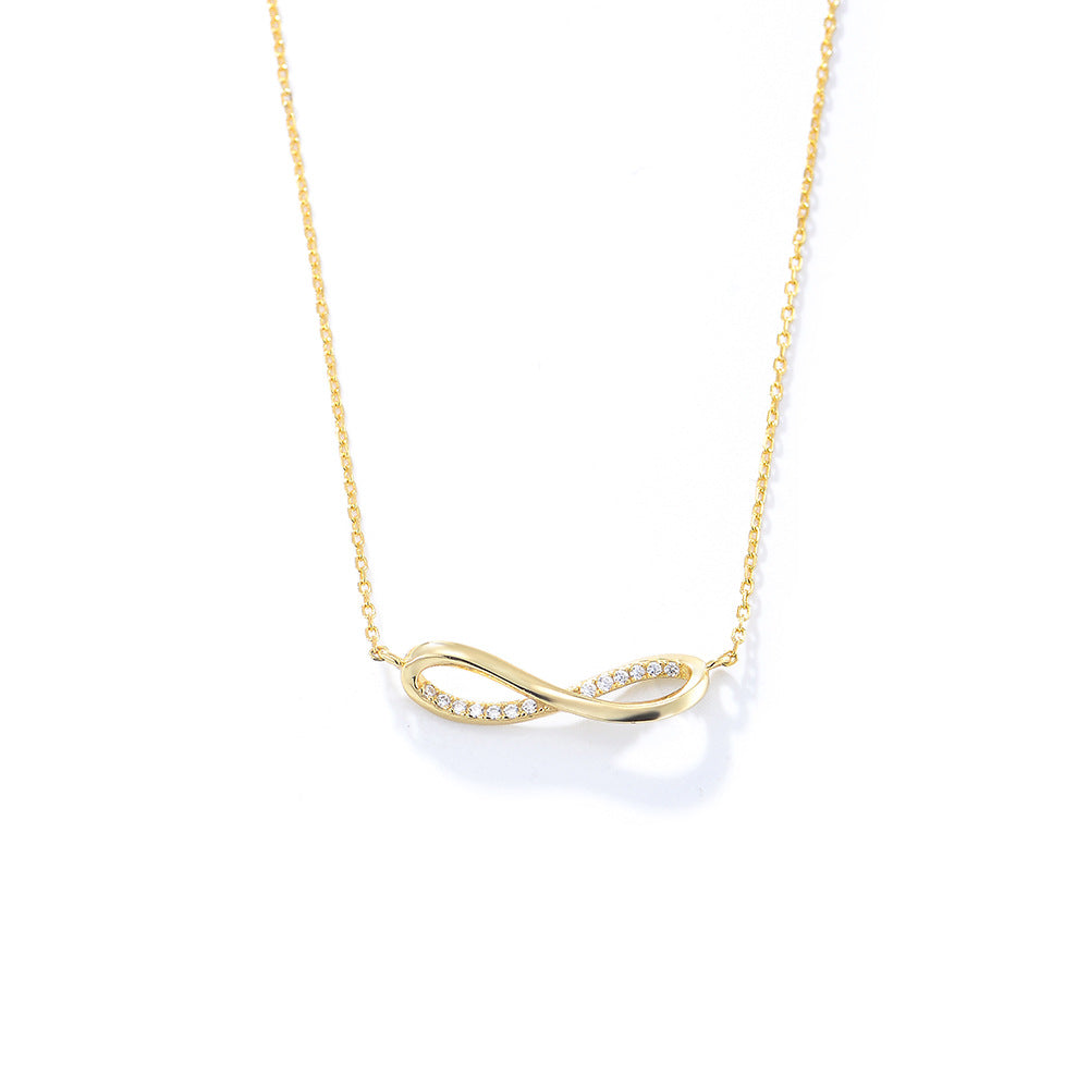 Sterling Silver Sparkling Mobius Ribbon Pendant for Women, Sleek Aesthetic Accessories