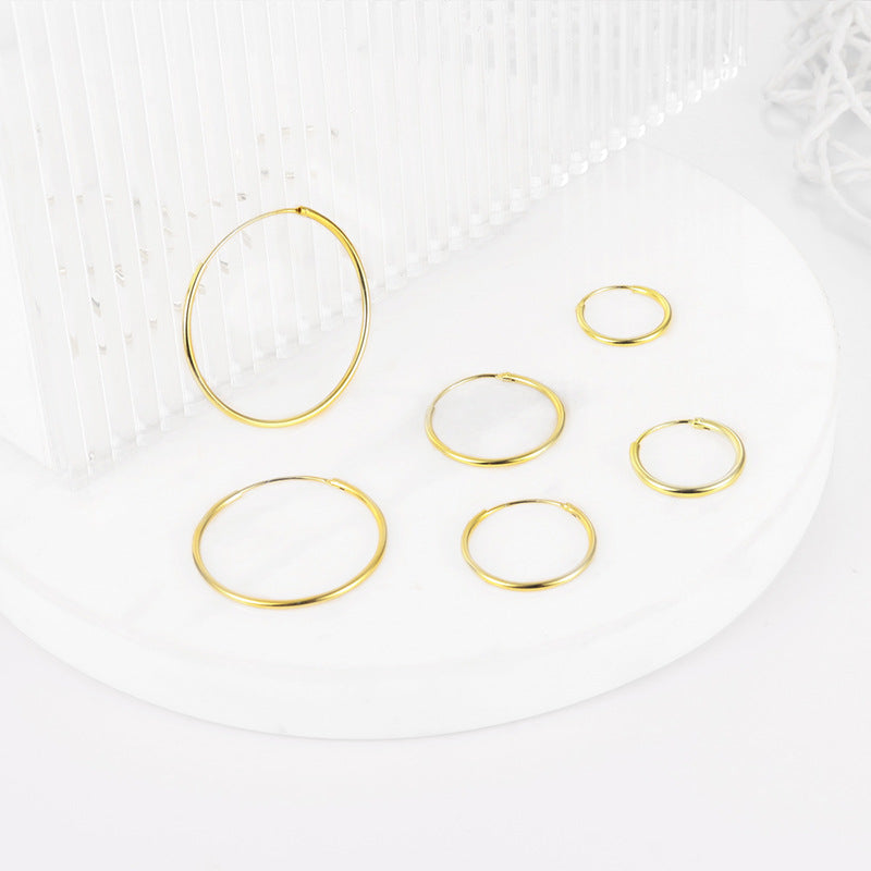 Polished Circle Earrings - 925 Silver Hoop Ear Cuffs Trending