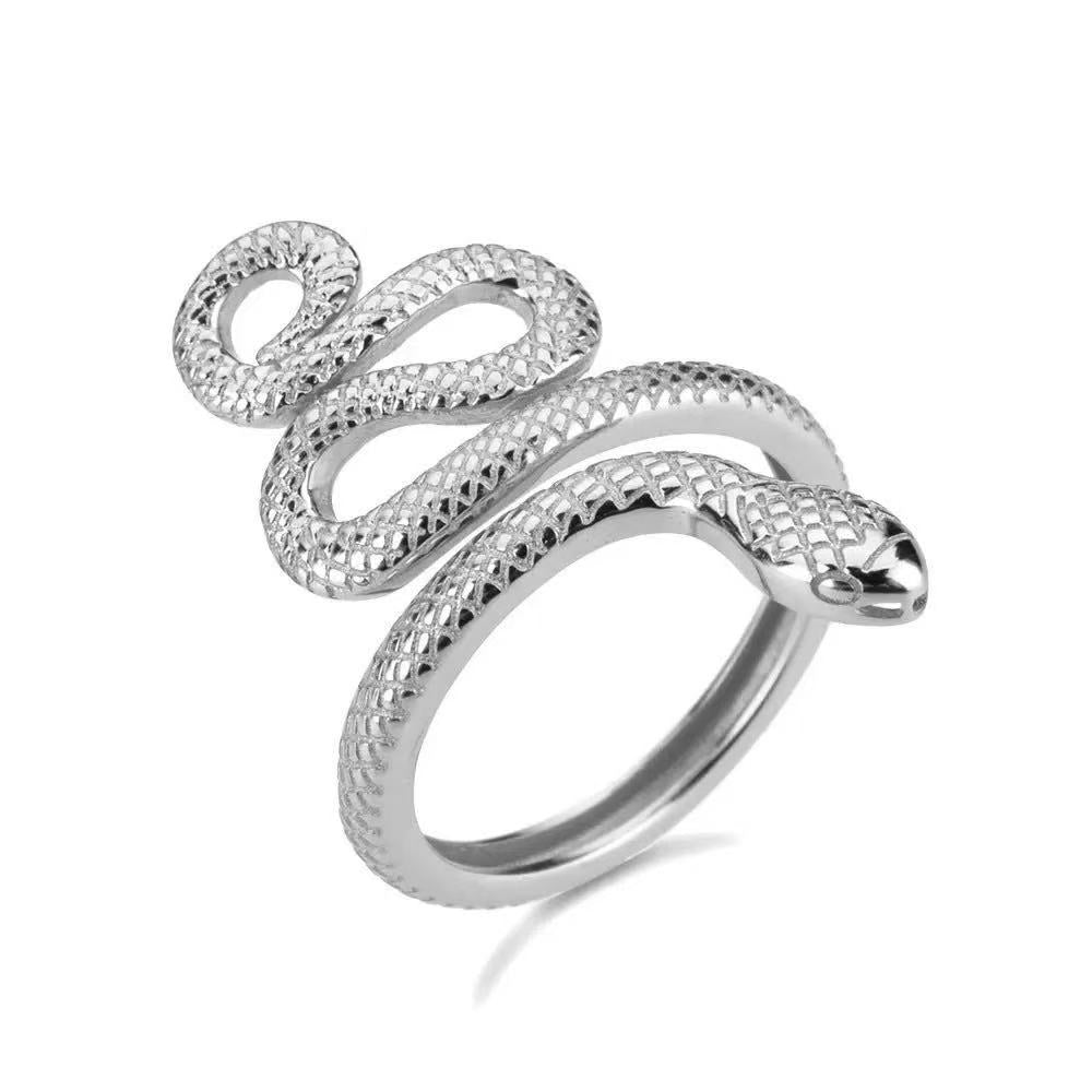 Snake Adjustable Ring - S925 Silver Edgy Minimalist Jewelry