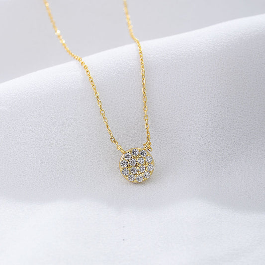 925 Sterling Silver Classic Round Zirconia Pendant Necklace, Minimalist Jewelry