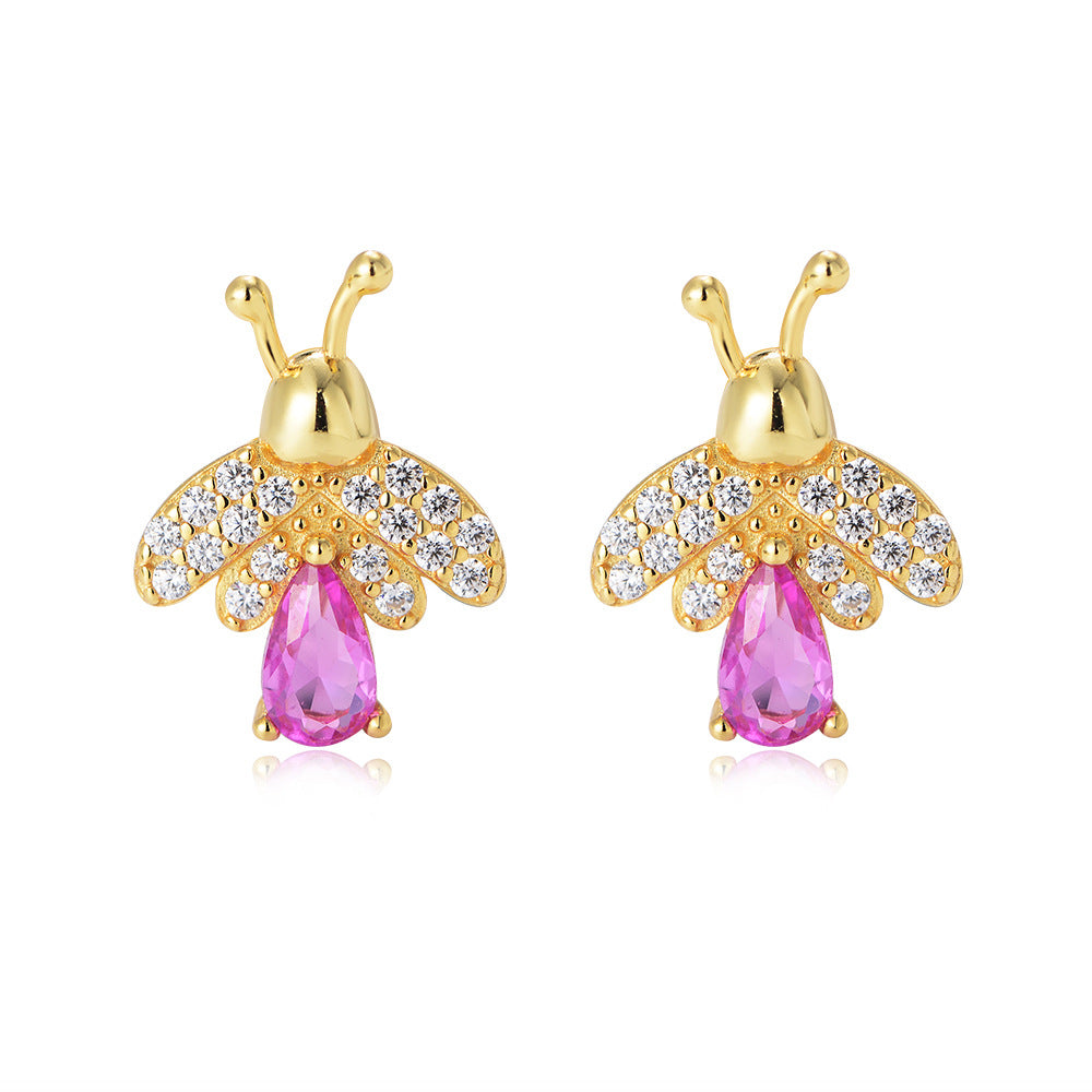 925 Sterling Silver Honey Bee Stud Earrings for Women, Sparkling Zirconia Bumble Bee Earrings, Unique Niche Design, Hypoallergenic Luxury Jewelry Gift