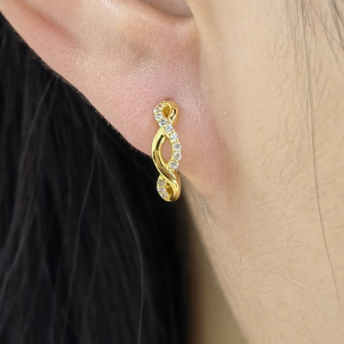 Diamond Hoop Earrings - S925 Silver Geometric Niche Ear Jewelry