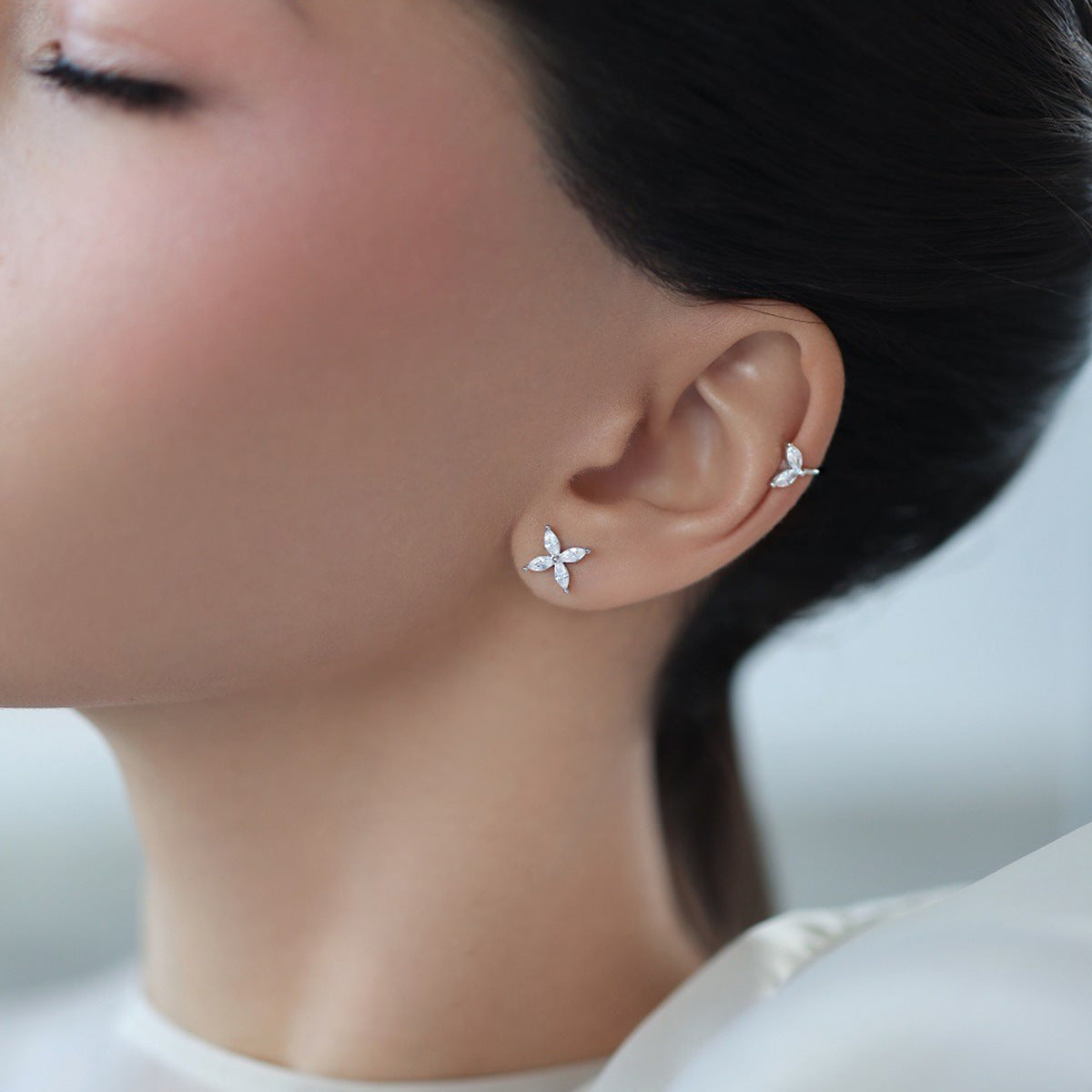 Butterfly Jewelry Set - 925 Silver Flower Pendant Necklace Bracelet