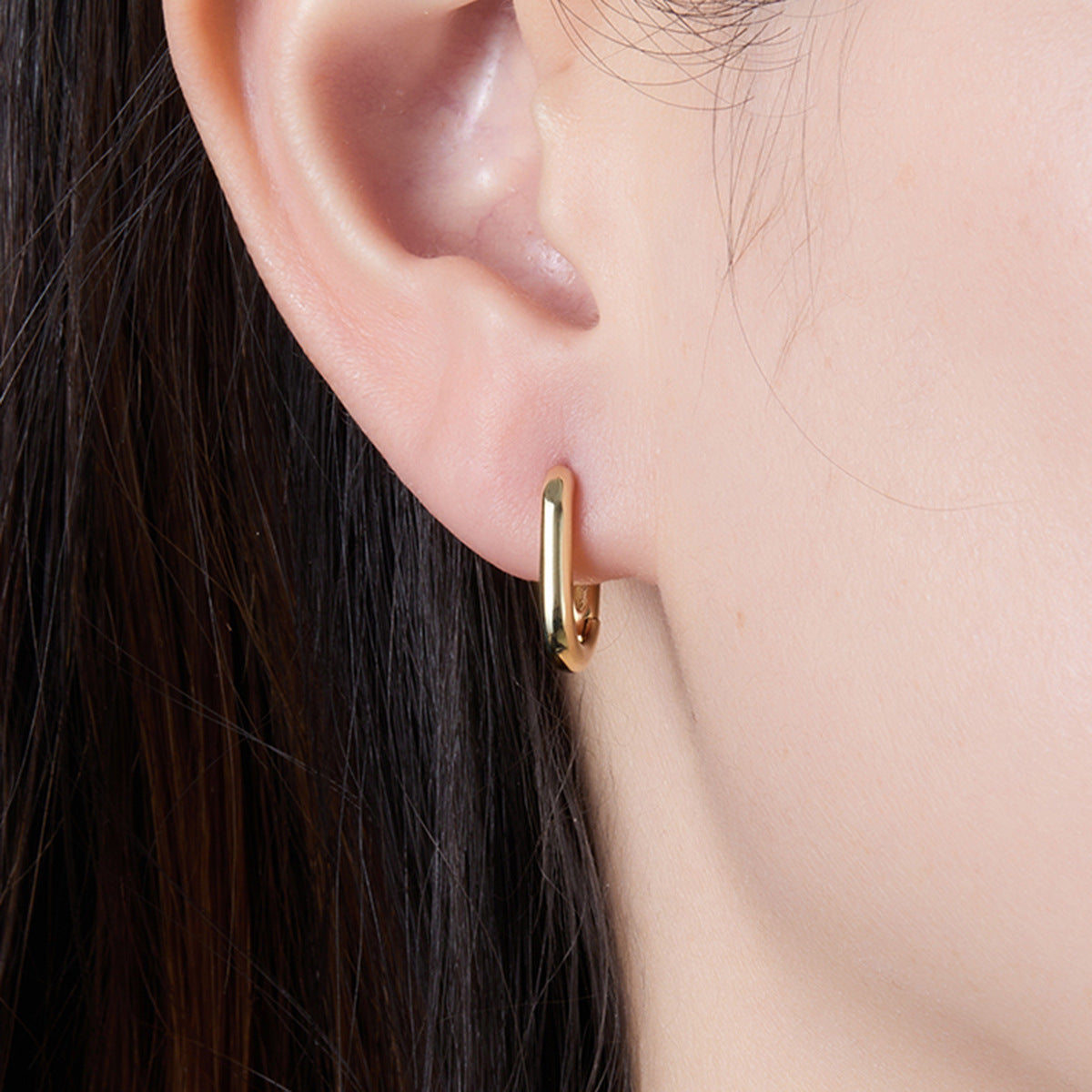 Oval Hoop Ear Cuffs - S925 Silver Minimalist Light Luxury