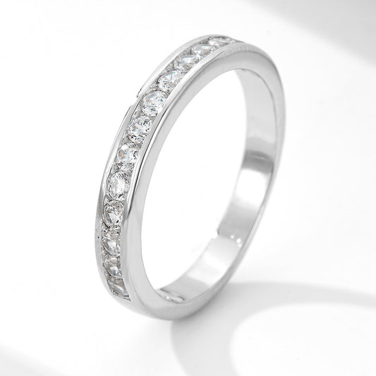 925 Sterling Silver 2mm Zirconia Eternity Ring, Minimalist Daily Jewelry