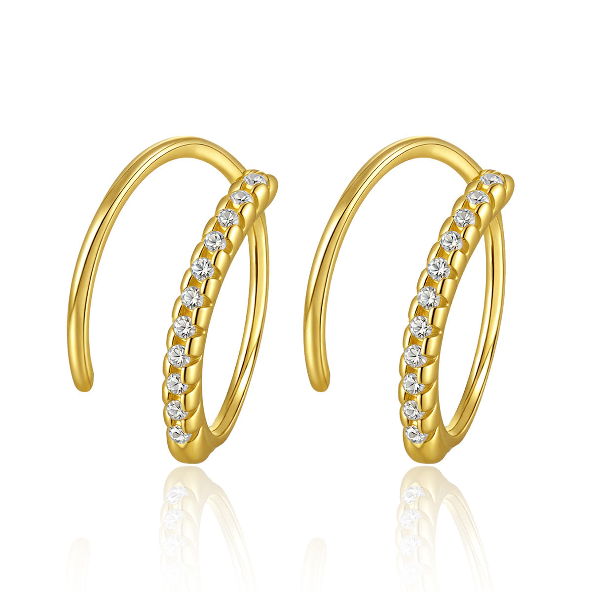 Zircon Hoop Earrings - 925 Silver Minimalist Niche Jewelry