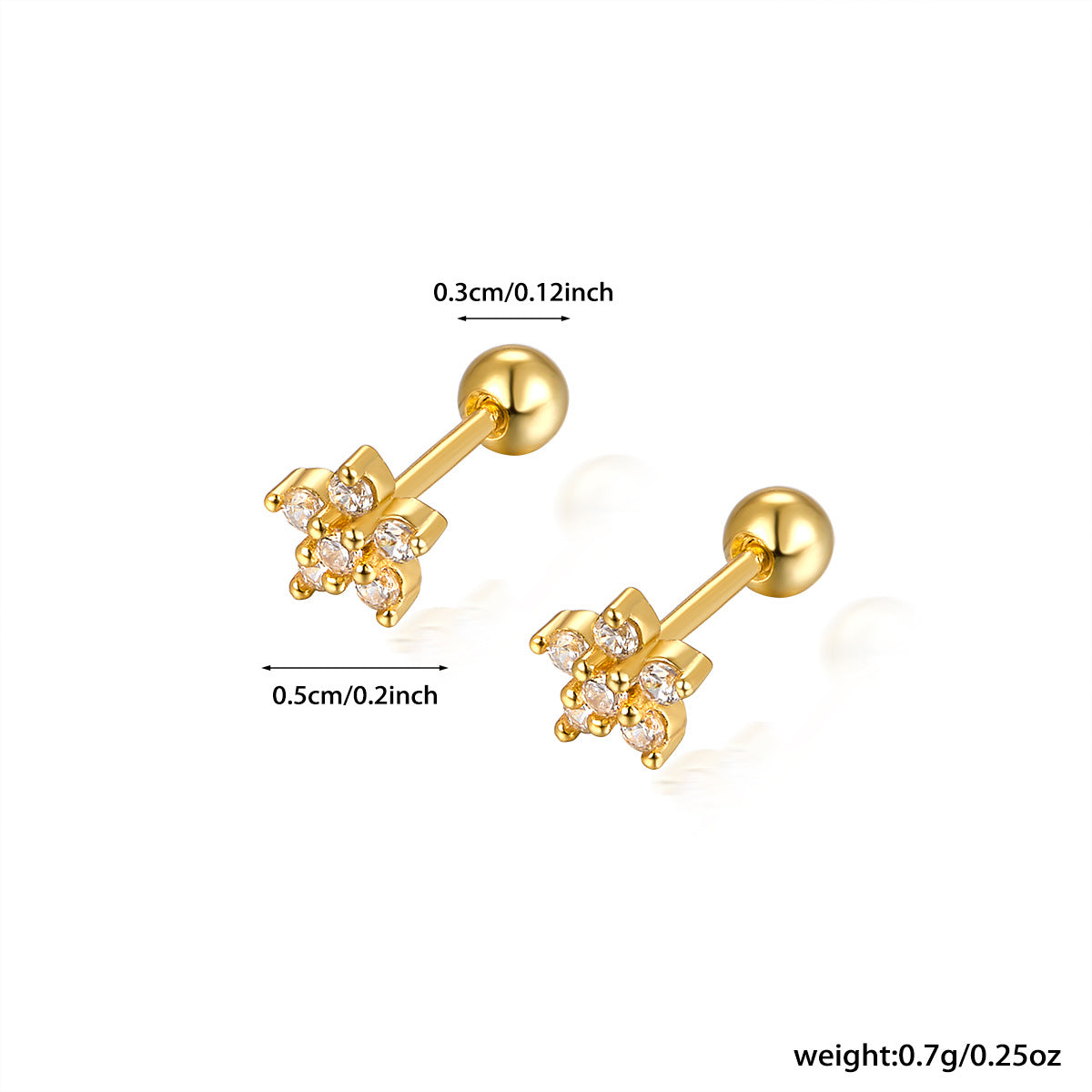 Flower Screw Earrings - 925 Silver Diamond Petal Jewelry Wholesale