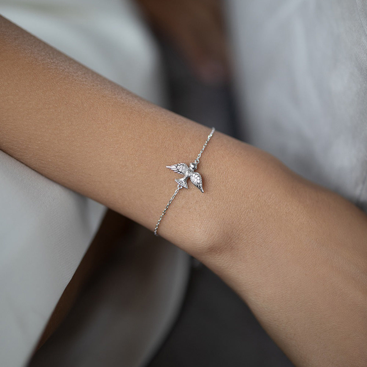 Dove Jewelry Set - 925 Sterling Silver Peace Pendant Necklace Bracelet