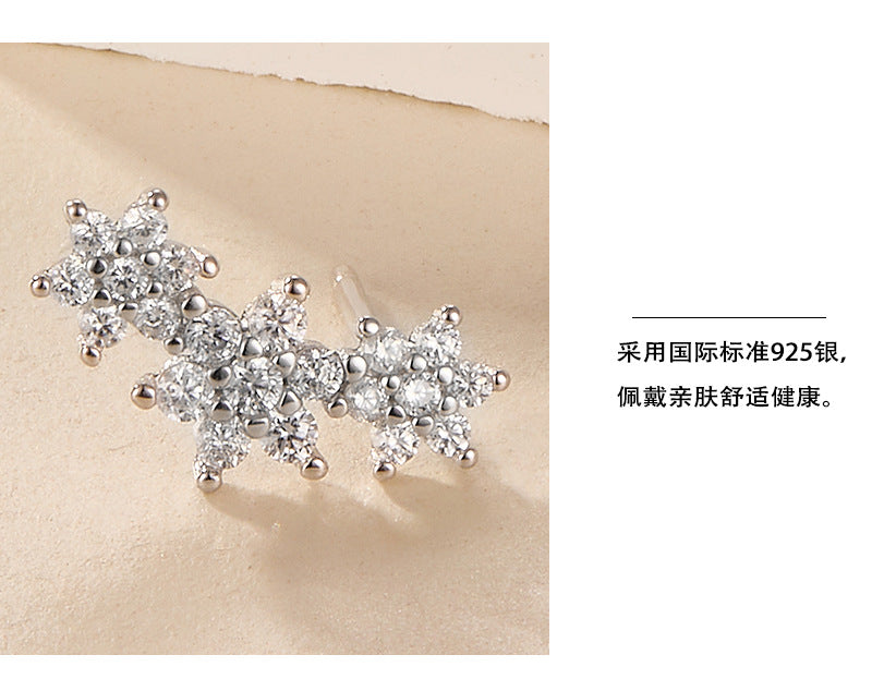 INS Style Floral Stud Earrings | S925 Sterling Silver with Zircon Inlay