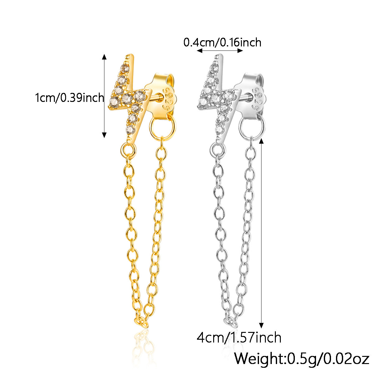 Octagram Snake Earring - 925 Silver Single Chain Geometric Jewelry