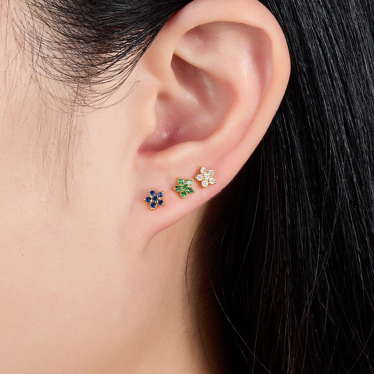 Flower Screw Earrings - 925 Silver Diamond Petal Jewelry Wholesale