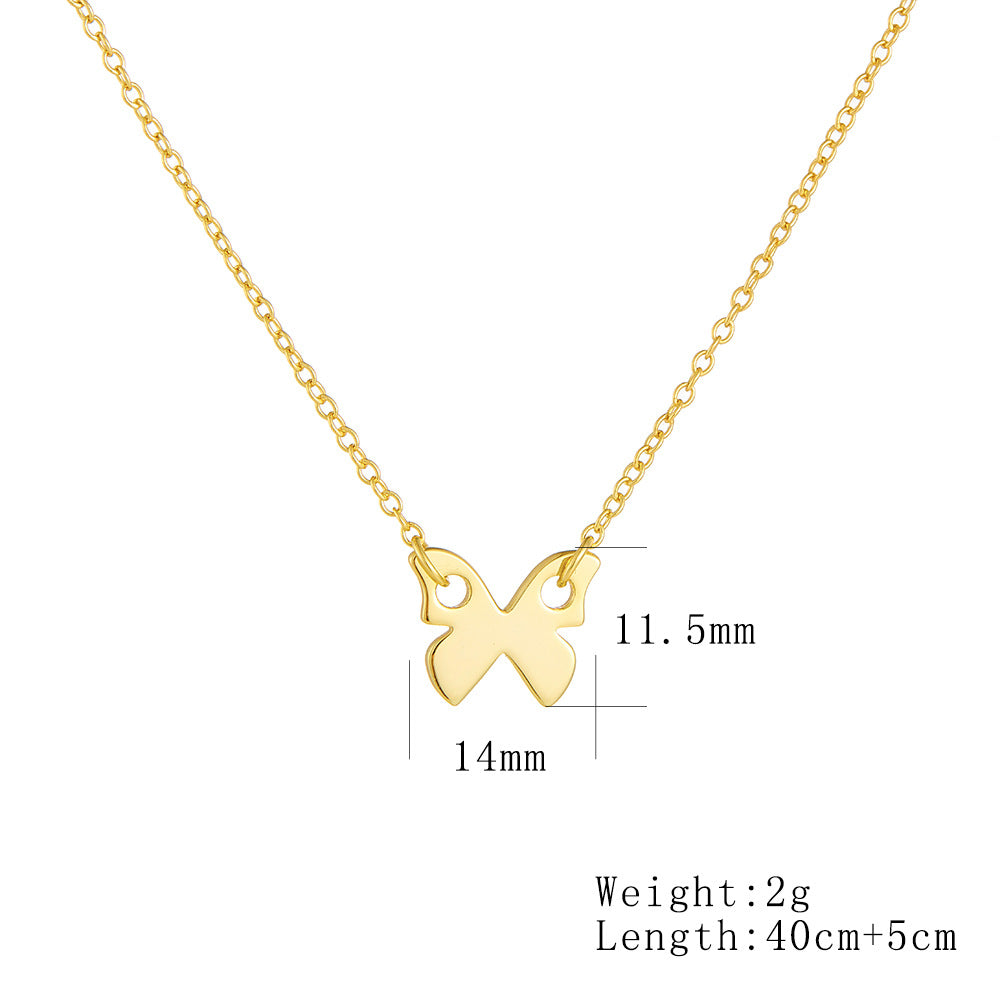 Sterling Silver Dainty Polished Butterfly Necklace for Women, Elegant Daily Accessories