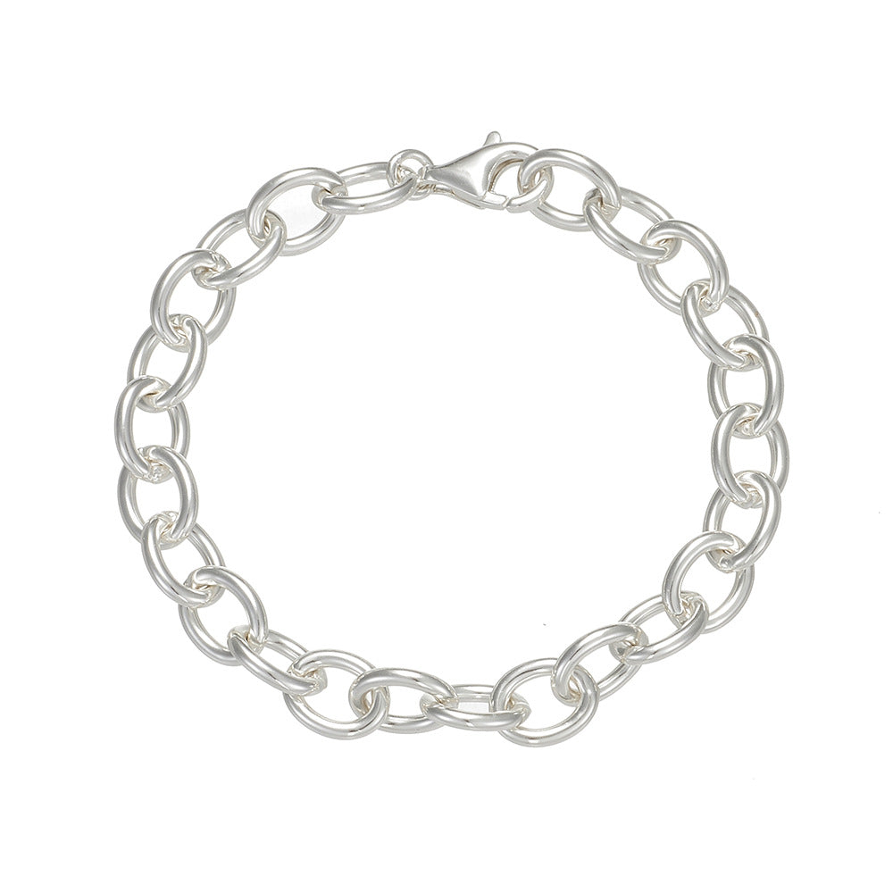 925 Sterling Silver Heavy-Duty Chunky Circle Bracelet, Minimalist High-End Jewelry